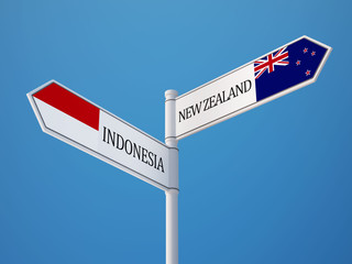 Indonesia New Zealand  Sign Flags Concept