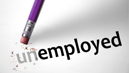 Fototapeta premium Eraser changing the word Employed for Employed