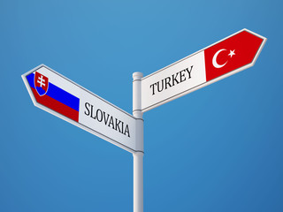 Slovakia Turkey  Sign Flags Concept