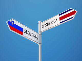 Slovenia Costa Rica.  Sign Flags Concept