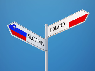 Poland Slovenia  Sign Flags Concept
