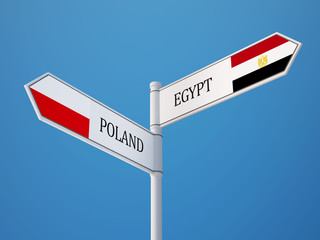 Poland Egypt  Sign Flags Concept