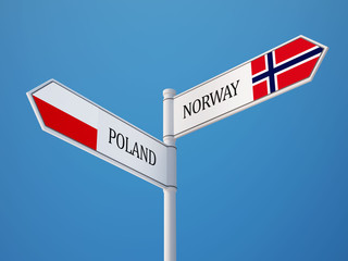 Poland Norway  Sign Flags Concept