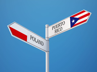 Poland Puerto Rico  Sign Flags Concept