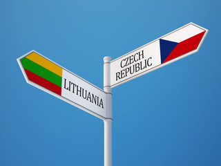 Lithuania Czech Republic  Sign Flags Concept