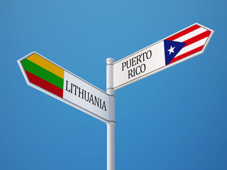 Lithuania Puerto Rico  Sign Flags Concept
