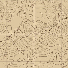 Abstract Retro Topography map Background - obrazy, fototapety, plakaty