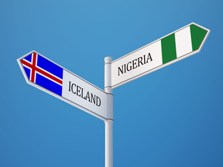 Iceland Nigeria  Sign Flags Concept