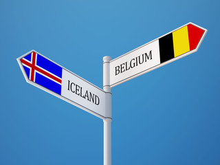 Iceland Belgium  Sign Flags Concept