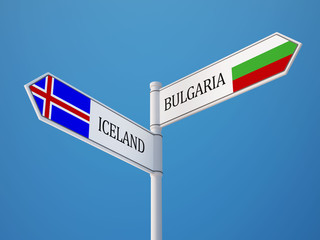 Iceland Bulgaria  Sign Flags Concept