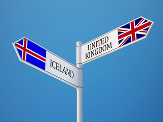 Iceland United Kingdom  Sign Flags Concept