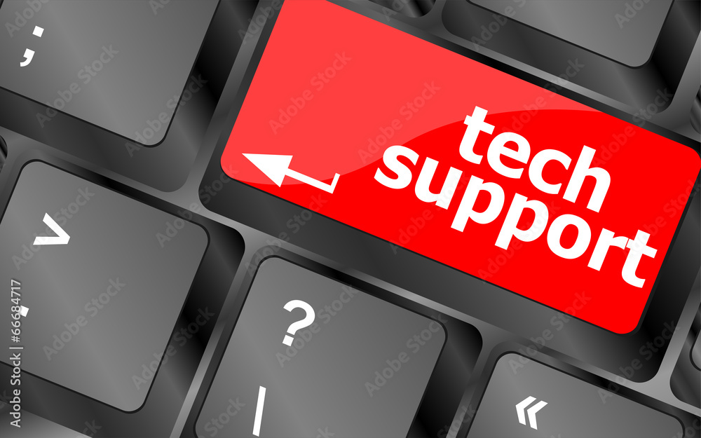 Poster personal computer keyboard with key tech support