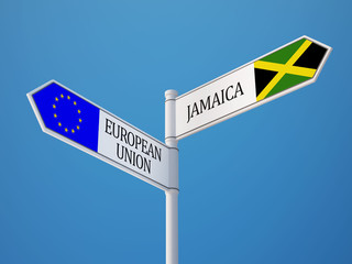 European Union Jamaica  Sign Flags Concept