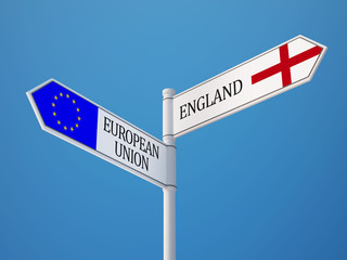 European Union England  Sign Flags Concept