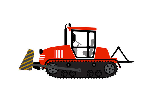 illustration a tractor with a ladle on a white background