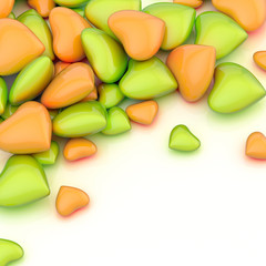 Pile of hearts over a surface