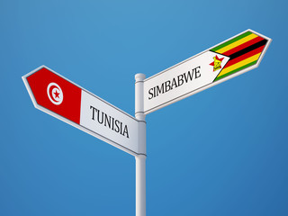 Tunisia Zimbabwe  Sign Flags Concept
