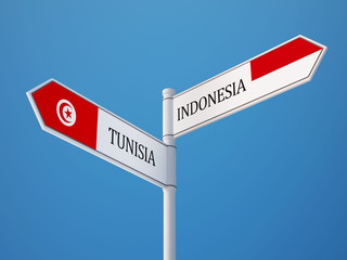 Tunisia Indonesia  Sign Flags Concept