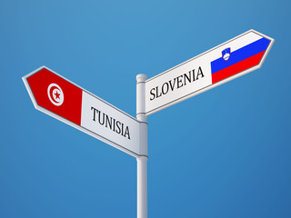 Tunisia Slovenia  Sign Flags Concept