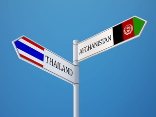 Afghanistan. Thailand  Sign Flags Concept