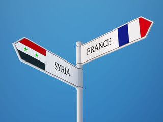 Syria France  Sign Flags Concept