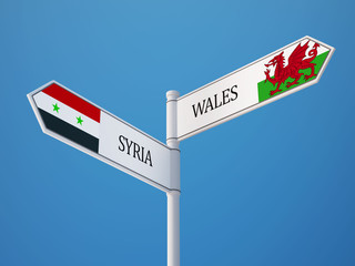 Syria Wales  Sign Flags Concept