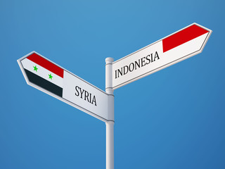 Syria Indonesia  Sign Flags Concept