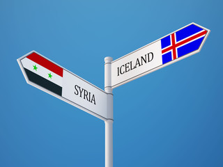 Syria Iceland  Sign Flags Concept