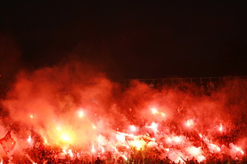 Fototapeta na wymiar Soccer match between Partizan and Red Star