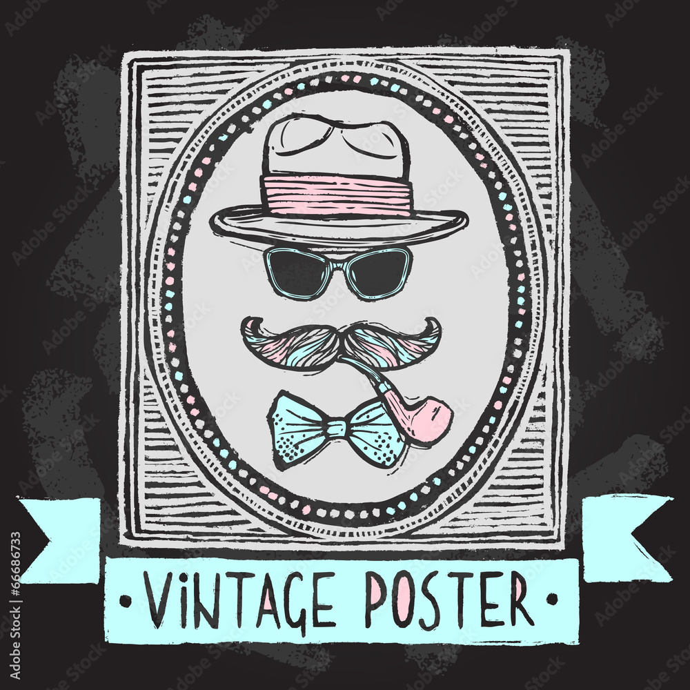 Sticker Vintage hats and glasses poster