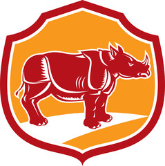 Rhinoceros Standing Shield Retro