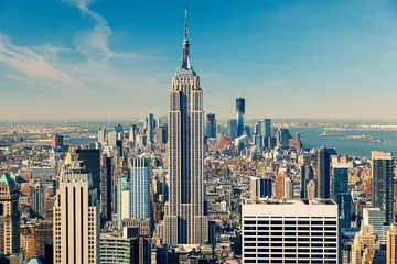Fotobehang Empire State Building Luchtfoto van Manhattan