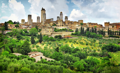Fototapeta na wymiar San Gimignano panorama - medieval town of Tuscany, Italy