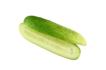 fresh cucumber to slices of isolated.