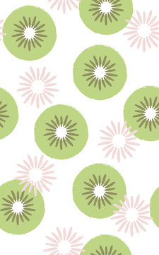Seamless pattern of kiwi fruits