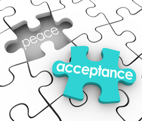 Acceptance Puzzle Piece Complete Inner Peace Admit Fault Shortco - obrazy, fototapety, plakaty