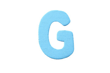 Alphabet of color wood isolated on white.