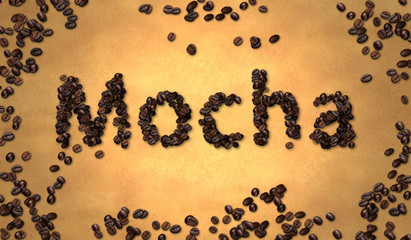 Mocha Coffee Bean on Old Paper