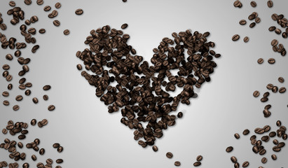 Heart Shape Coffee Bean on White paper