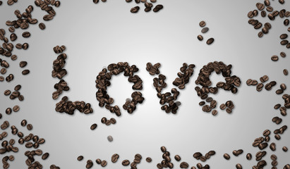 Love Coffee Bean on White Paper