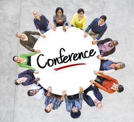 Diverse People in a Circle with Conference Concept
