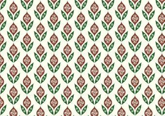 Green Retro Flower and Leaves Pattern in Classic Style