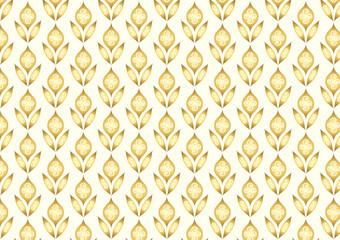 Gold Retro Flower and Leaves Pattern in Classic Style
