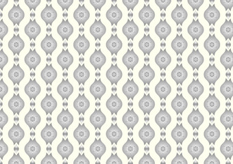 Silver Retro Flower and Leaves and Lobe Pattern on Pastel Backgr