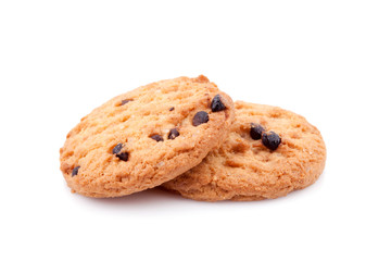Chocolate chips cookies isolated on white background