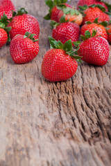 Fresh strawberries on wooden