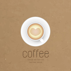 Vector coffee cup against paper background.