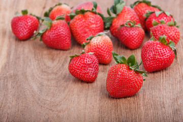 Fresh strawberries on wooden