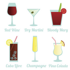 set of cocktails