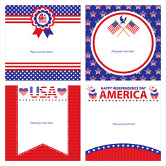 American Independence day template card sets